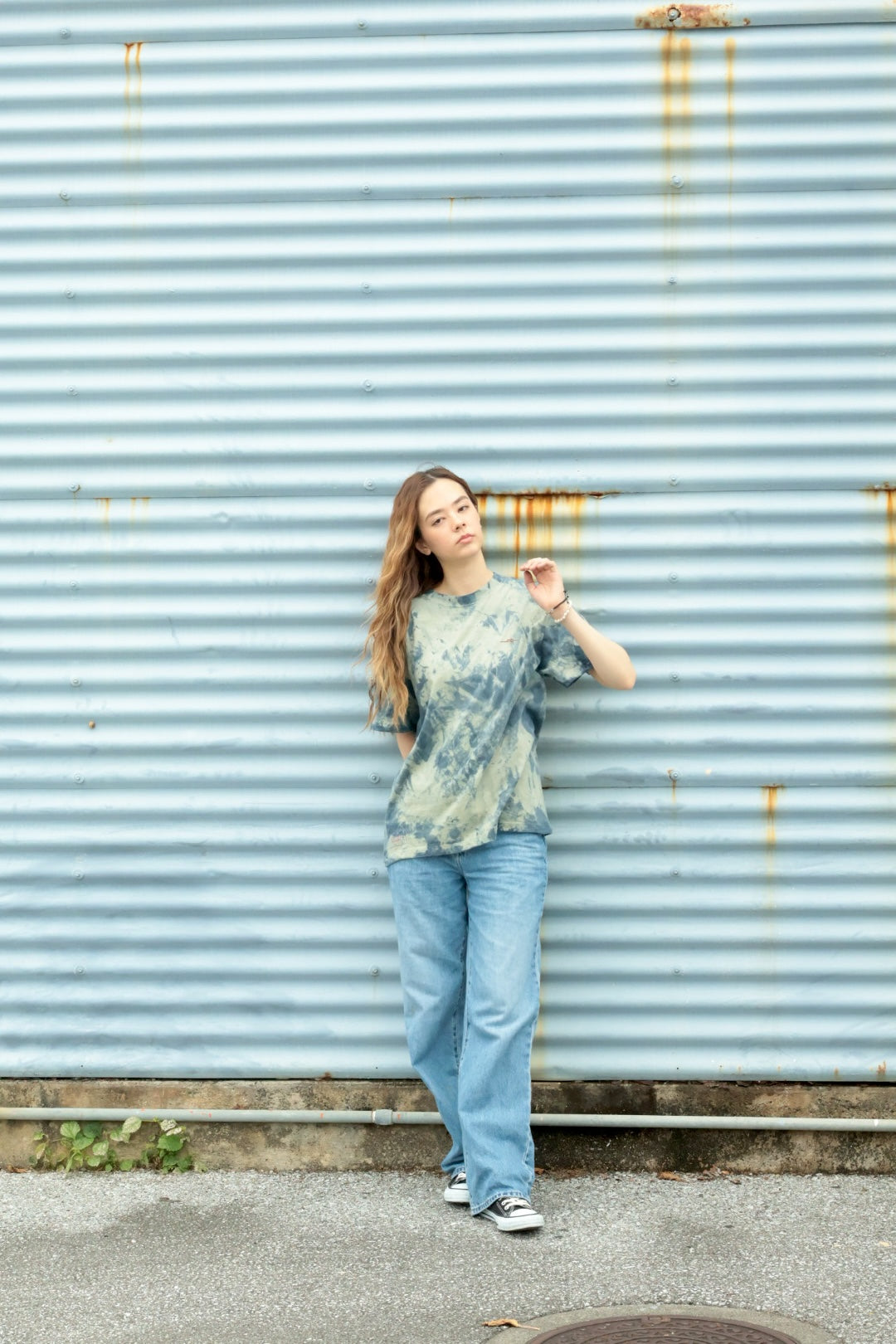 S/S T-shirt /  INDIGO GREEN TIE-DYE