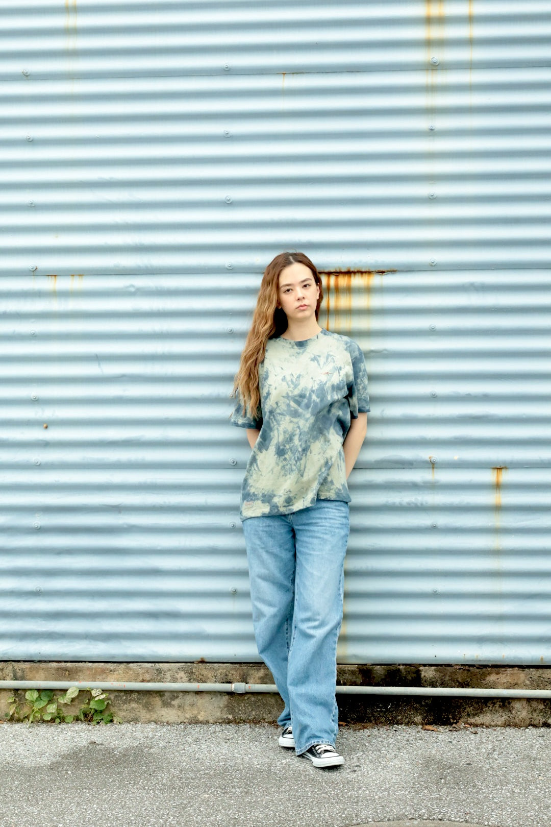 S/S T-shirt /  INDIGO GREEN TIE-DYE